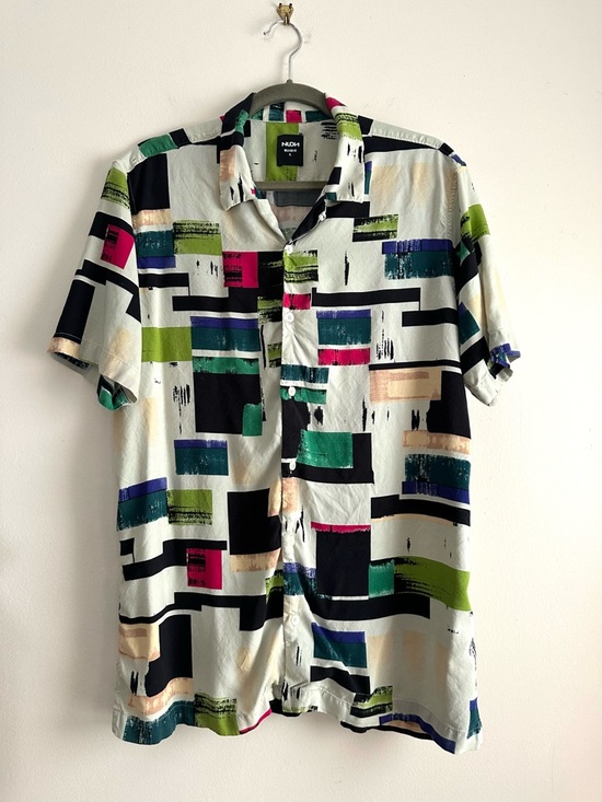 Nuon Other - Nuon • Relaxed Fit Viscose Multicolor Abstract Shirt